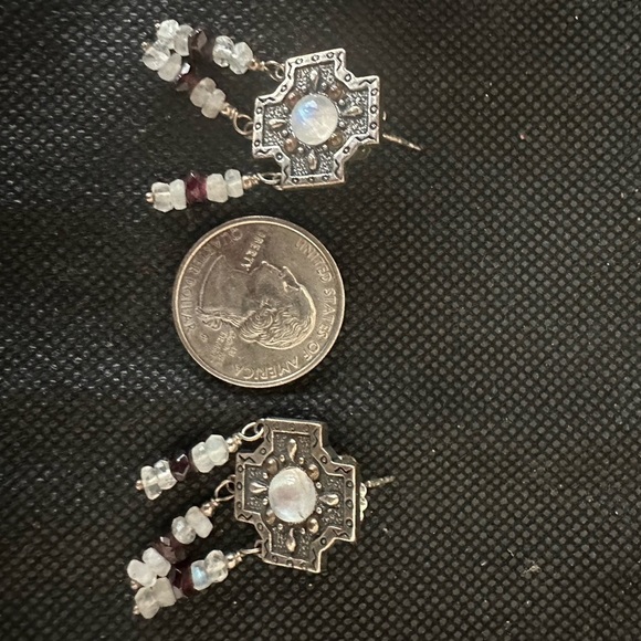 Sterling Silver Opal and Copper Earrings - Picture 3 of 4